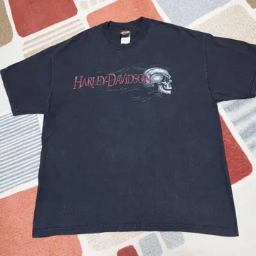 미국산 Harley-Davidson 스컬 HANES 바디 T셔츠 블랙