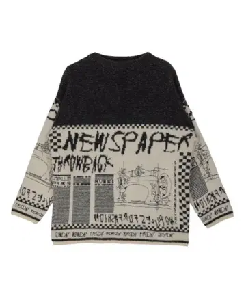 NEWS PAPER JACQUARED KNIT TOP