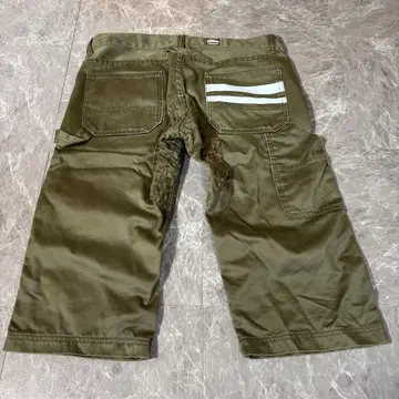 [모모타로 진즈] 출진/하프 팬츠/W34/카키/다이아 퀼트