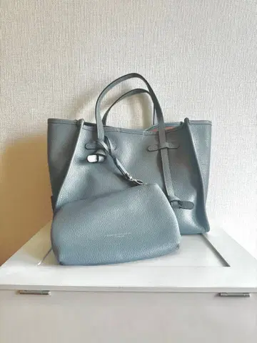 [새상품급] 지아니카리니 가죽 토트백 블루 그레이