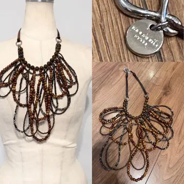 MORABITO 모라비 우드비즈 볼륨 목걸이