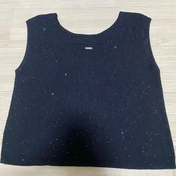 25AW Diagram 블랙 36 스팽글 리브 탑