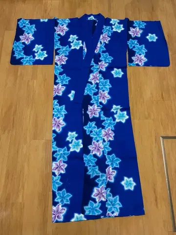 kansai 유카타 파랑 꽃무늬