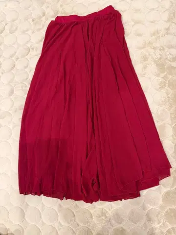플레어 롱 스커트 와인 레드