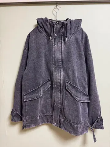 CLEL 빈티지 가공 풀 집업 후드티 그레이 M