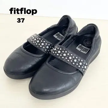 새상품급 fitflop 플랫슈즈 슬립온 스터드 장식 블랙 37