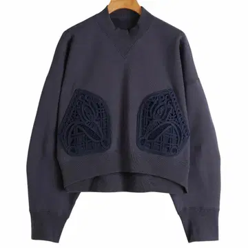 mame 마메쿠로구치 코드 자수 맨투맨 25ss 네이비