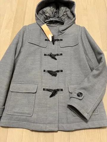 Heather 그레이 더플 코트 후드 부착