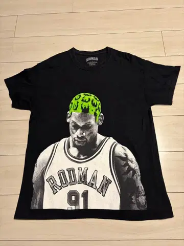 RODMAN 티셔츠 L 사이즈 블랙 불스 그린 로드먼 91번 레어
