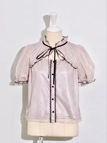 시착만 한 상품 완판템 pium 프론트 버튼 레이스 케이프 블라우스 핑크