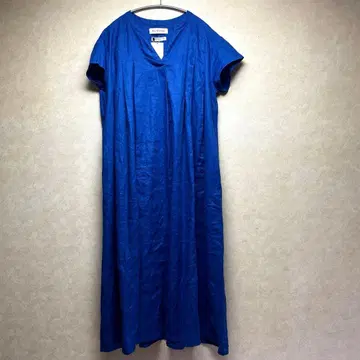 [ 새상품.미사용 ] Ray BEAMS 파랑 V넥 린넨 롱 원피스