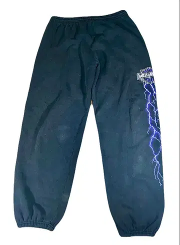 [레어] 할리데이비슨 스웨트 팬츠 Hanes 번개 라이트닝 블랙