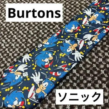 소닉 넥타이 올 패턴 Burtons 파랑 깃 너비 9.5cm 빈티지