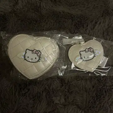 산리오 헬로키티 천사 엔젤 퀼팅 파우치 거울 레트로