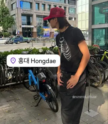 noremid 빨간색 메쉬 캡 킹고 착용