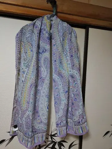 Leilian 페이즐리 무늬 롱 스카프 실크