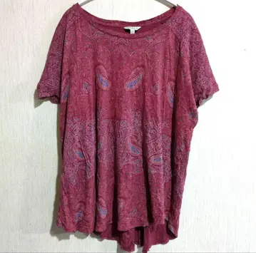 Lucky Brand 버건디 페이즐리 T셔츠 2X