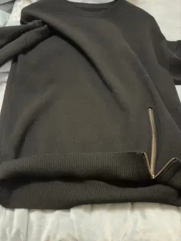 요지 야마모토 Ground Y 캐시미어/초극세 울 지퍼 라운드넥 니트