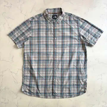 THE NORTH FACE 블루 체크 반팔 셔츠
