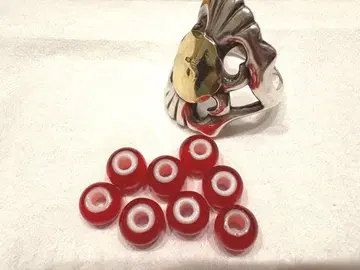 고로즈 빨간색 비즈 화이트하트 낱개 판매 8개