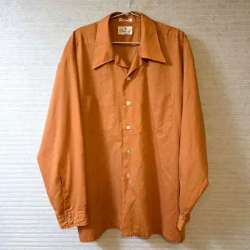 [ 60s-70s VTG ] 도네갈 오픈 카라 셔츠 XL 오렌지 계열