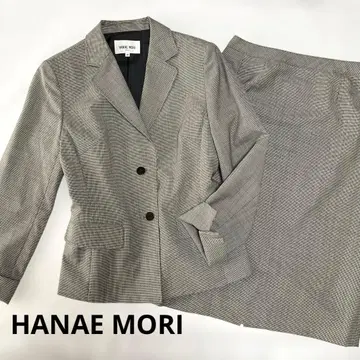 새상품급 HANAE MORI 셋업 스커트 비즈니스 세레모니 얇은 소재 울