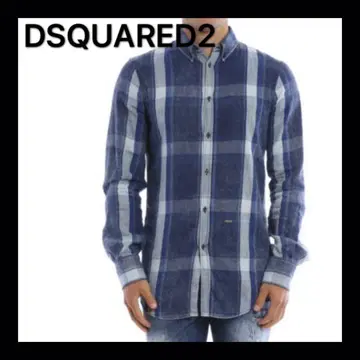 DSQUARED2 체크 무늬 버튼 다운 긴팔 셔츠 빈티지 남성용