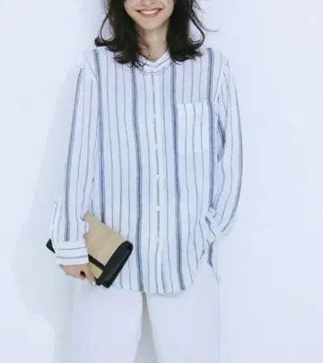 23구 워셔블 LIBECO 밴드 카라 셔츠 린넨 100 리넨 셔츠 M