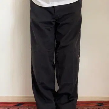 USA 기획 Dickies 85283 더블니 워크 팬츠 페이드 블랙