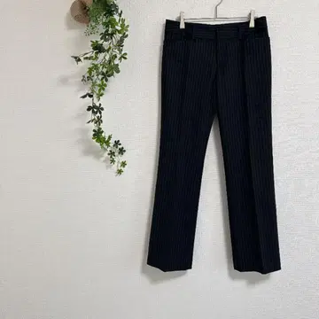 INDIVI 여성용 슬랙스 (M) 스트라이프 블랙 모 사용 38