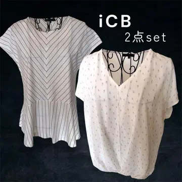iCB 블라우스 2세트 화이트 계열 V넥 새상품급 깔끔한 출퇴근용