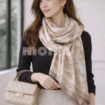 스톨 퍼플 페이즐리 실크 느낌 대형 숄 대형 고급 직사각형