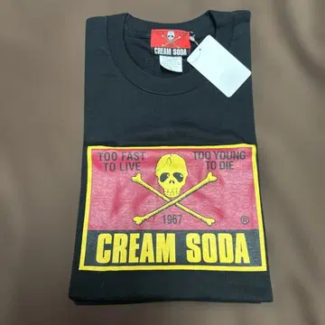 핑크 드래곤 / CREAM SODA 해골 스퀘어 T셔츠 블랙 XL