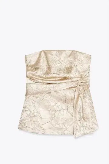 ZARA 플리츠 테이스트 새틴지 뷔스티에 상의 XS 베이지 계열