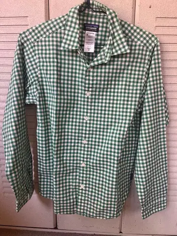 파타고니아 그린 체크 무늬 셔츠 XS