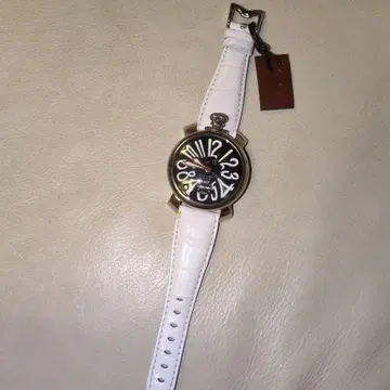 화이트 가죽 수동 와인딩 시계 큰 숫자