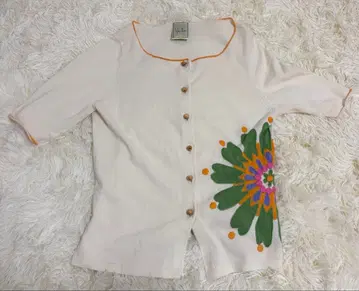 시빌라 Sybilla 꽃무늬 자수 니트 반팔 가디건