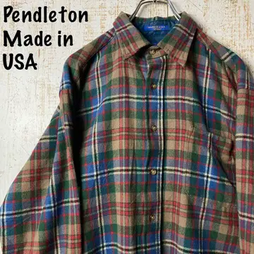 펜들턴 90sUSA제 울 체크 플란넬 셔츠 그린 미국 빈티지 의류