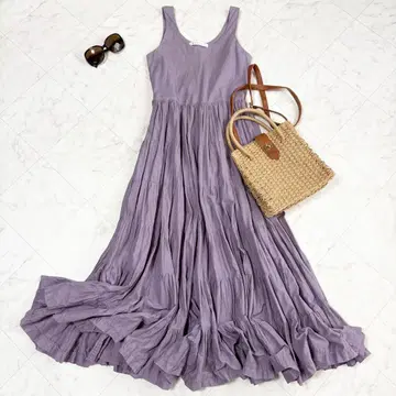 [마리하] 초원의 무지개 드레스 티어드 원피스 빔즈 별주 탁한 퍼플