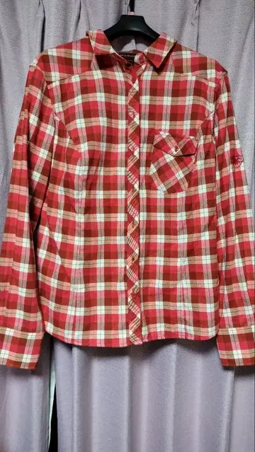 [양품] MAMMUT 체크 무늬 셔츠 레드 Ladies Asia XL