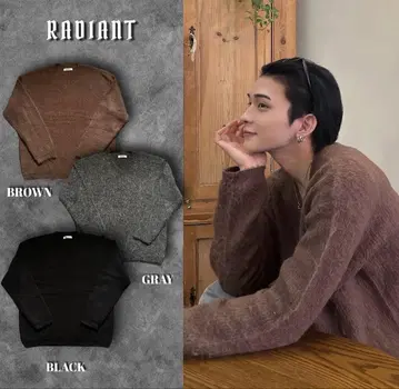 RADIANT 블랙 V넥 니트 스웨터