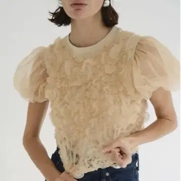 공식 구매품 클라네 TULLE VEST LAYERED TOPS 베이지