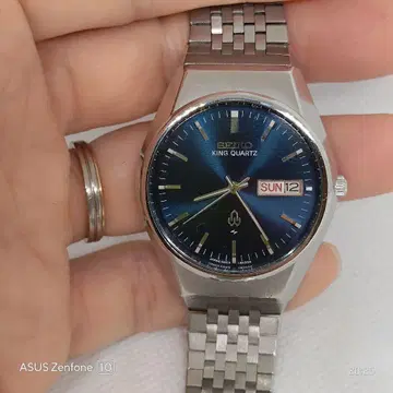 세이코 킹 쿼츠 블루 다이얼 데이데이트 정품 블레스 남성용 손목시계