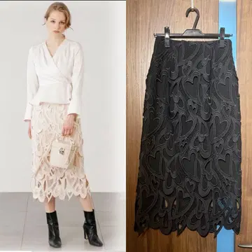 정가 22,990엔 셀포드 CELFORD 하트 레이스 스커트