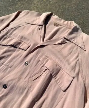 40s 레이온 셔츠 빈티지 핑크 바이커 로카빌리