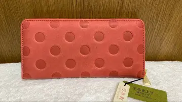 엠보 도트 무늬 라운드 지퍼 장지갑 일본제 로즈