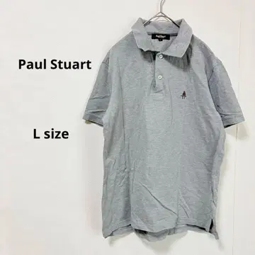 Paul Stuart 폴 스튜어트 피케 셔츠 L 그레이 반팔 자수