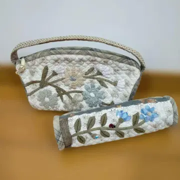 꽃과 자수의 패치워크 백과 펜슬 케이스 핸드메이드