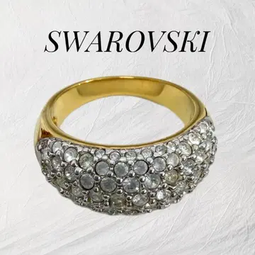 SWAROVSKI 스와로브스키 하프 파베 링 반지 15호 골드