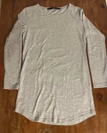 NOID 그레이 롱 기장 티셔츠 긴팔